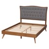Baxton Studio King Malle Fabric and Wood Platform Bed Gray/Walnut Brown: Elegant Upholstered Headboard, No Box Spring Needed - 4 of 4