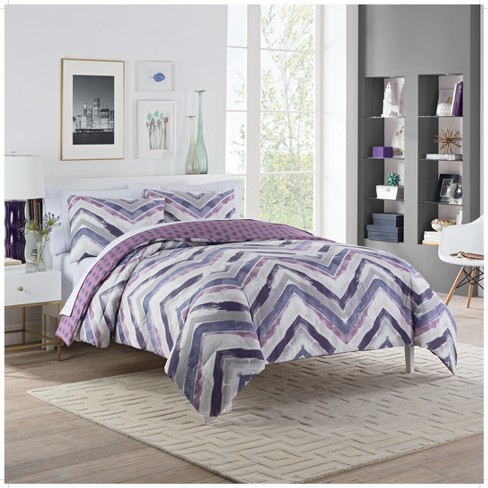 3pc King Baxter Reversible Comforter Set Plum Vue Target