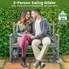 Resenkos Outdoor Bench Garden Bench, Outside Bench, 2 Seats Outdoor Glider Bench with Armrests and Slatted Seat-Gray - 2 of 4