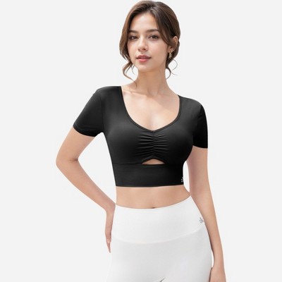 Anna-Kaci Active Women's Ruched Cutout Crop Top with Short Sleeves - image 3