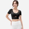 Anna-Kaci Active Women's Ruched Cutout Crop Top with Short Sleeves - 3 of 4