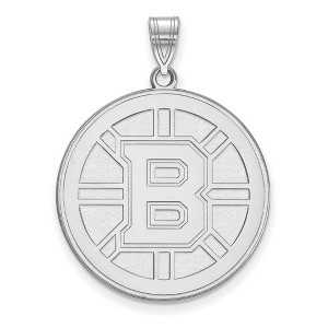Black Bow Jewelry Sterling Silver Boston Bruins NHL Extra Large Pendant - 1 of 3