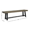 Outdoor Acacia Wood Bench, Sandblast Gray Finish and Black - 2 of 4
