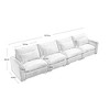 4 Seater Deep Seat Couches, Modern Living Room Beige Corduroy Sofas, Comfy Design with 4 Waist Pillows - 4 of 4