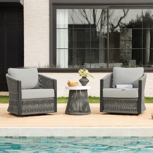 Spruce & Spring Outdoor Patio Furniture Bistro Set Swivel Chair - 1 of 4