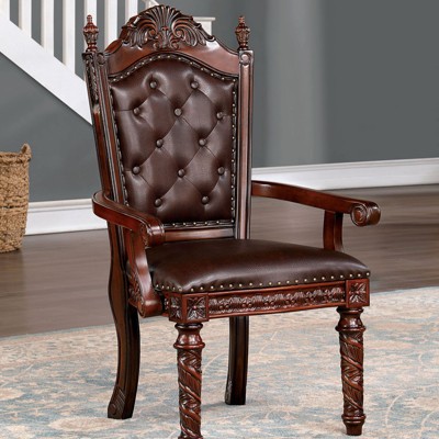 CAVINAS 23" Chateau De Ville Dining Chairs,Set of 2,Luxury Upholstery Chairs with/without Armrest,Formal Dining Room Chairs,Symmetrical Pattern
