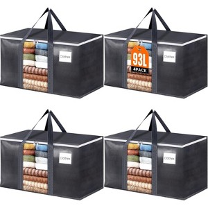 93L Extra Large Moving Bags with Visible PVC Window, Lightweight but Durable Storage Bags with Reinforced - 1 of 4