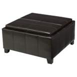 Mansfield Faux Leather Tray Top Storage Ottoman - Christopher Knight Home