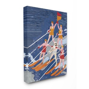 Stupell Industries Retro Waterski Team Aerobic Pyramid Watercolor Painting - 1 of 4