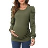 Maternity Shirt Side button and Ruched Maternity Tunic Tops Maternity T-Shirts - 2 of 4