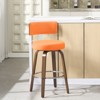 Bekrvio 26" Faux Leather Swivel Bar Stools Set of 1/2/3/4,Mid Century Modern Counter Chairs with Wood Legs and Curved Back for Kitchen Island - 3 of 4