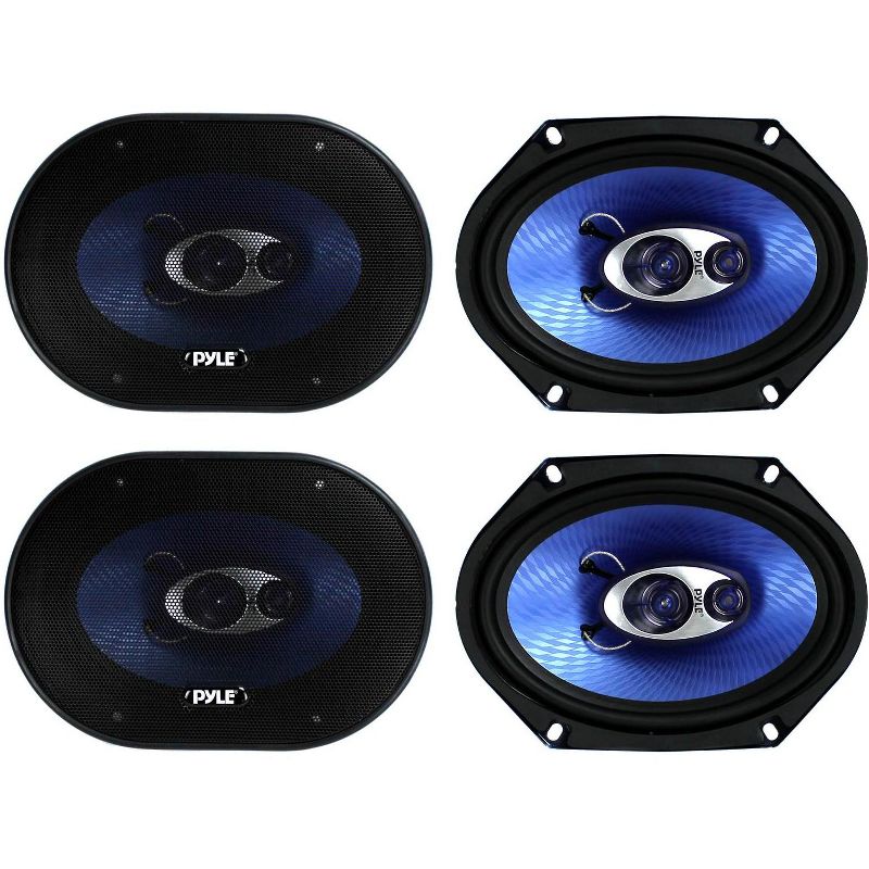 Pyle PL683BL 6x8" 720 Watt 3-Way Car Coaxial Audio Speakers Stereo - Blue, 1 of 7