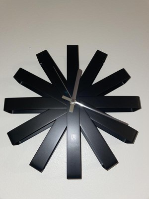 Ribbon Wood Wall Clock Black - Umbra : Target