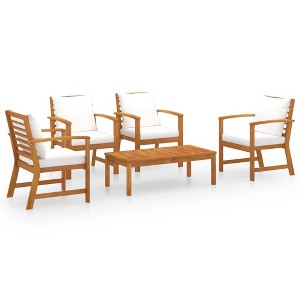 vidaXL Garden Lounge Set Cream and Natural Wood - 1 of 4