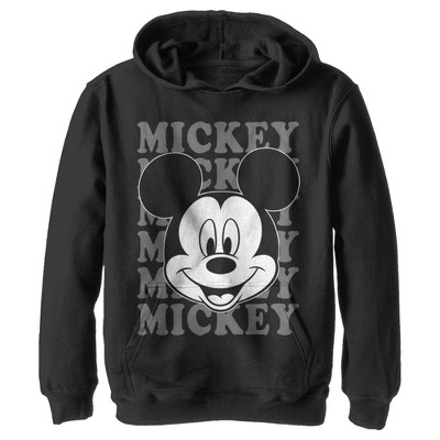 Boy's Disney Mickey Mouse Repeating Name Pull Over Hoodie - Black ...