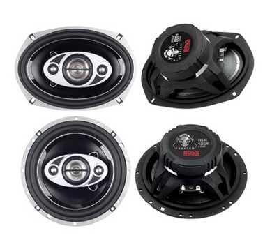 Boss P694C 6x9-Inch 800 Watt 4-Way Car Speakers and 2) Boss P654C 6.5-Inch 400 Watt 4-Way Car Coaxial Speakers