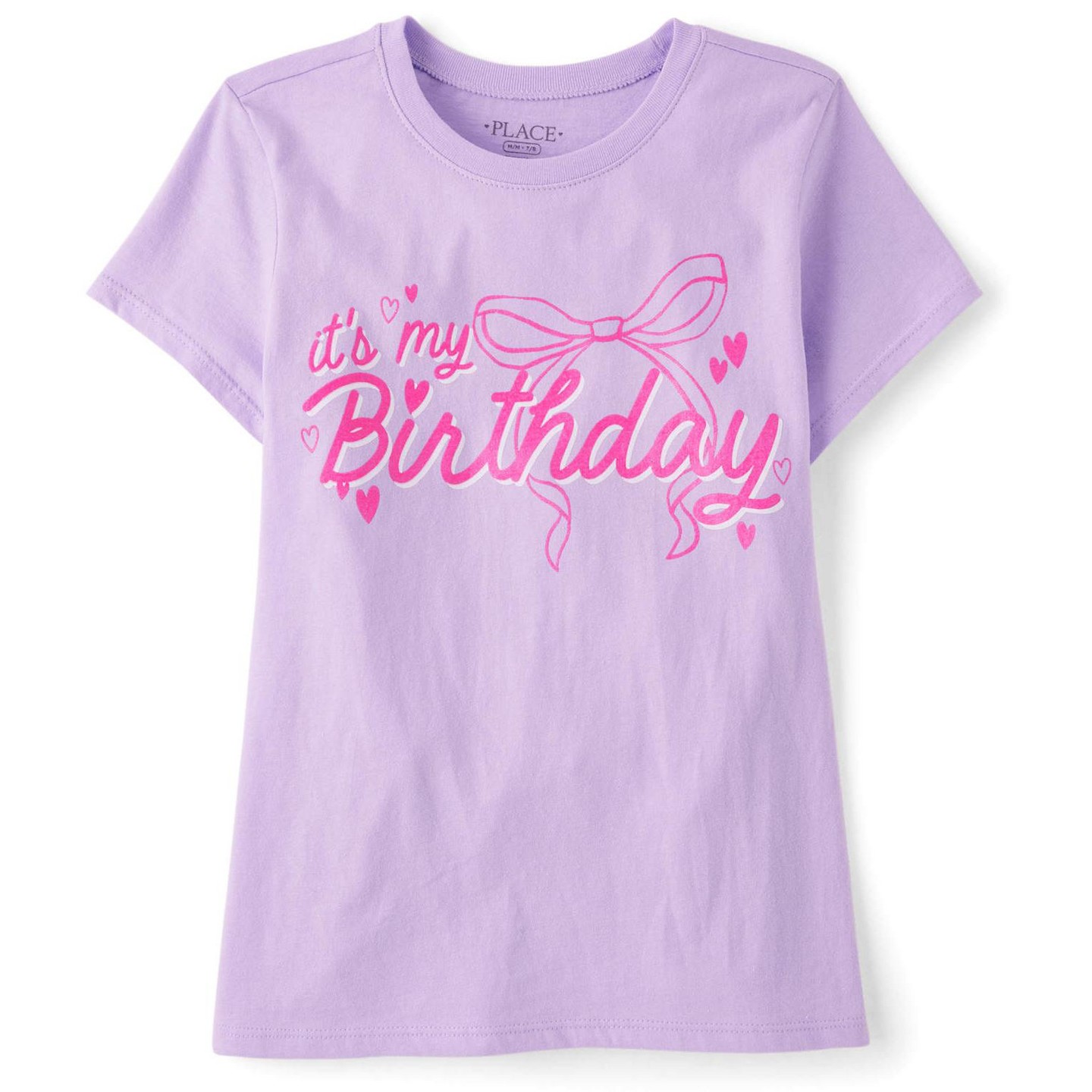 Футболка The Children's Place Short Sleeve It's My Birthday Graphic Tee Purple M (7/8) для девочек, цвет: Фиолетовый — фото 1