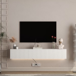 69" Floating Wall Mounted TV Stand with 16-Color LED Lights and 4 Flashing Modes, Modern Media Console with Spacious Storage for 55-65 Inch TVs - 1 of 4