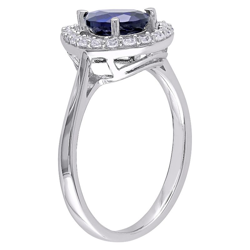2/5 CT. T.W. Simulated White Sapphire with 1.8 CT. T.W. Simulated Blue Sapphire Shared Ring in Silver, 3 of 5