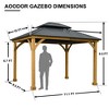 Aoodor Patio Solid Wooden Gazebo 10 x 12.36 ft. Hardtop Roof 2 - Tier for Garden - 3 of 4