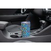 Elanze Designs 20 oz Stainless Steel On the Go Insulated Travel Tumbler With Push Top Lid, Rainbow Cheetah Leopard Print Blue - 3 of 4
