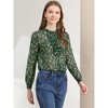 Allegra K Women's Floral Long Sleeve Retro Ruffled Button Down Top - 3 of 4