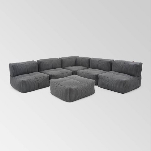 Pelham 6pc Outdoor Contemporary Bean Bag Sectional Set Gray Christopher Knight Home Target