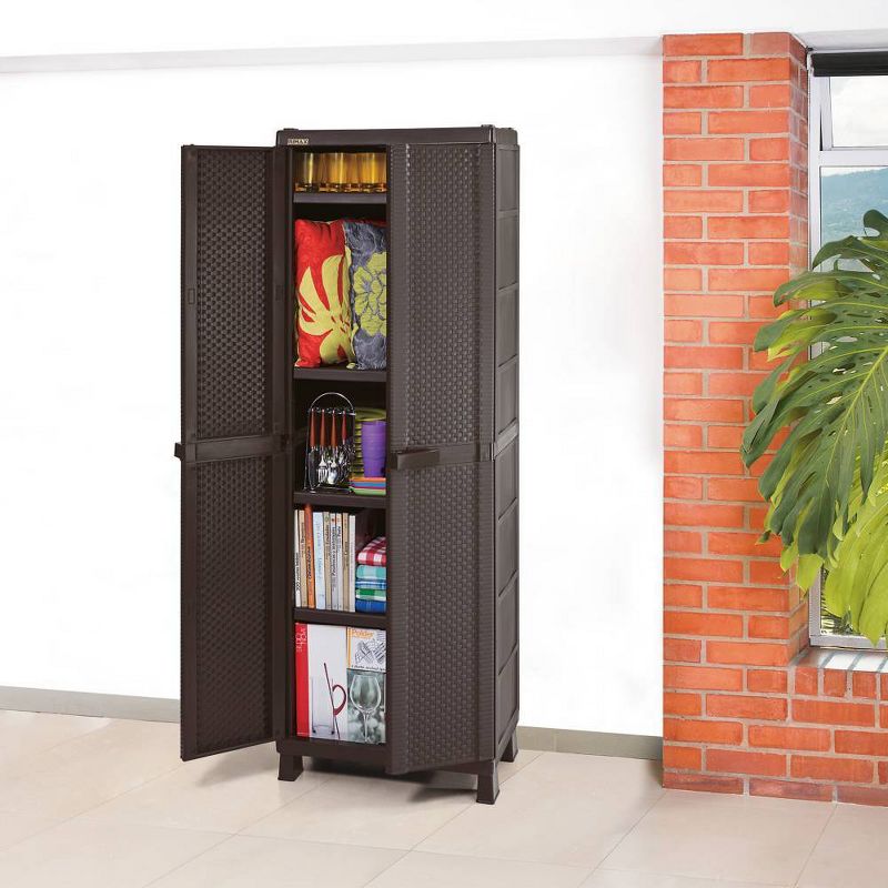 Resin Wicker Utility Cabinet Brown - Inval, 2 of 7
