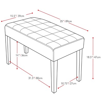 Espresso Leatherette Panel-Tufted Ottoman with Dark Legs