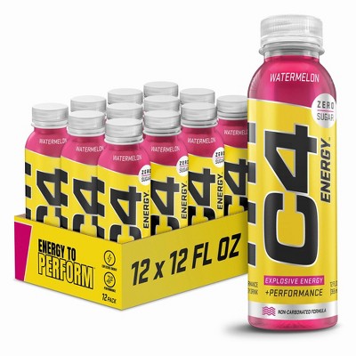 Cellucor C4 Energy Non-carbonated Zero Sugar Energy Drink, Pre Workout Drink Beta Alanine, Watermelon - 12 Fl Oz (Pack of 12)