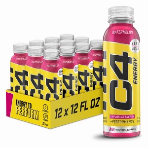 Cellucor C4 Energy Non-carbonated Zero Sugar Energy Drink, Pre Workout Drink Beta Alanine, Watermelon - 12 Fl Oz (Pack of 12) - 1 of 4
