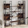 vidaXL Smoked Oak Bookshelf - Engineered Wood & Steel, Multi-Tiered Storage Rack, Modern Freestanding Organizer for Living Room/Study - 2 of 4