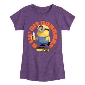 Girls' - Despicable Me Minions - A Lil Bit Bananas Fitted Short Sleeve Graphic T-Shirt - 1 of 4