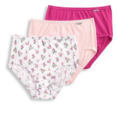 Jockey Womens Plus Size Elance Brief 3 Pack Underwear Briefs 100% Cotton 9  Shell Pink/garland Bouquet/sweetheart : Target