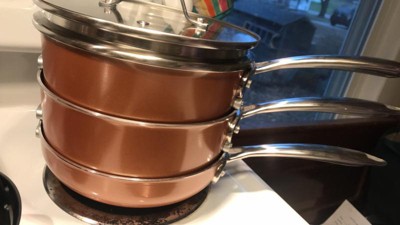 Gotham Steel StackMaster 3-Piece Aluminum Ultra-Nonstick Cast Textured  Ceramic Coating Cookware Set Copper 2908 - Best Buy