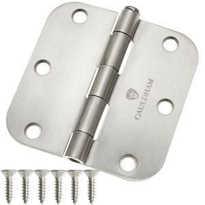 Cauldham Heavy-Duty 3-1/2" Interior Door Hinges with 5/8" Radius Corners - Satin Nickel - 1 of 4