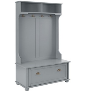 Grungis Freestanding Coat Racks with Open Shelves and Shoe Cabinets,Hall Tree with 4 Hooks,Entryway Furniture for Hanging Clothes - 1 of 4