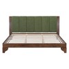 ORRD Premium King Bed Frame with Headboard - Mid Century Modern Pine Wood Bed in Walnut & Green Color - 3 of 4