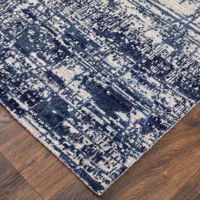 Eastfield Blue and Ivory Hand-Knotted Wool Area Rug