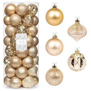 Every Day is Christmas Round 50ct 2.24"/57mm Shatterproof Christmas Tree Ornaments Set, Christmas Tree Balls Decoration - 1 of 4