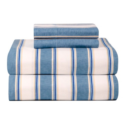 Pinnacle Flannel Sheet Set in Blue Stripe main image 1