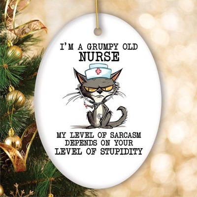 Grumpy Old Nurse Cat, Cute and Funny Christmas Gift| OrnamentallyYou