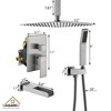 CASAINC 12" Ceiling Mounted Square Rain Shower Head System with Tub Spout Filler - 3 of 4