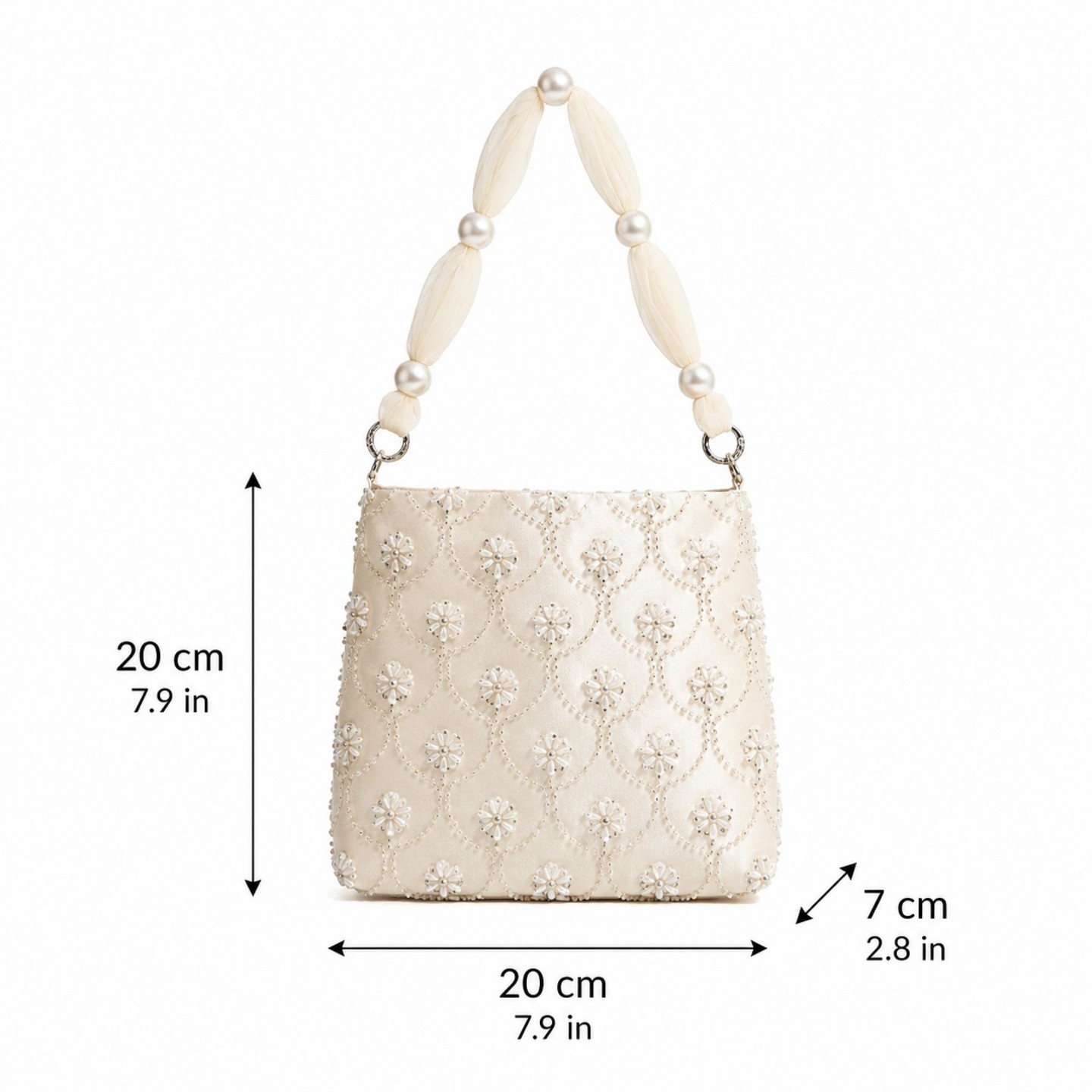 Женский клатч Alilang Beaded Evening Shoulder Floral Embellished Clutch Purse Underarm Tote for Formal Parties Weddings - White, цвет: С принтом — фото 3