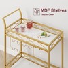 Garvee 2 Tier Bar Carts for The Home, Bar Carts with 4 Wheels, White Marble Finish Wood Shelf, Living Room, Dining Room - 4 of 4