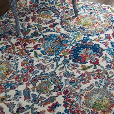 Vintage Floral Charm Off-White 72'' Round Synthetic Area Rug