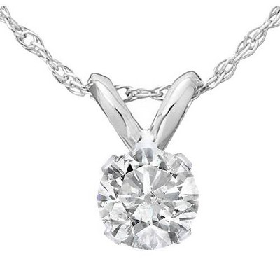 Pompeii3 1/4ct Solitaire Diamond Pendant Necklace 14K White Gold