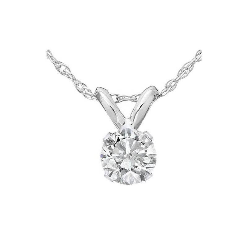 Pompeii3 1/2Ct Diamond Solitaire Pendant Necklace 14k White Or Yellow Gold Lab Created, 1 of 6