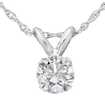 Pompeii3 1/2Ct Diamond Solitaire Pendant Necklace 14k White Or Yellow Gold Lab Created