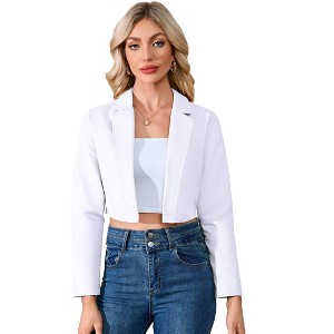 Coolmee Women's Blazer Sleeve Open Front Blazers Slim Fit Casual Work Lightweight Suit Jacket - 1 of 4